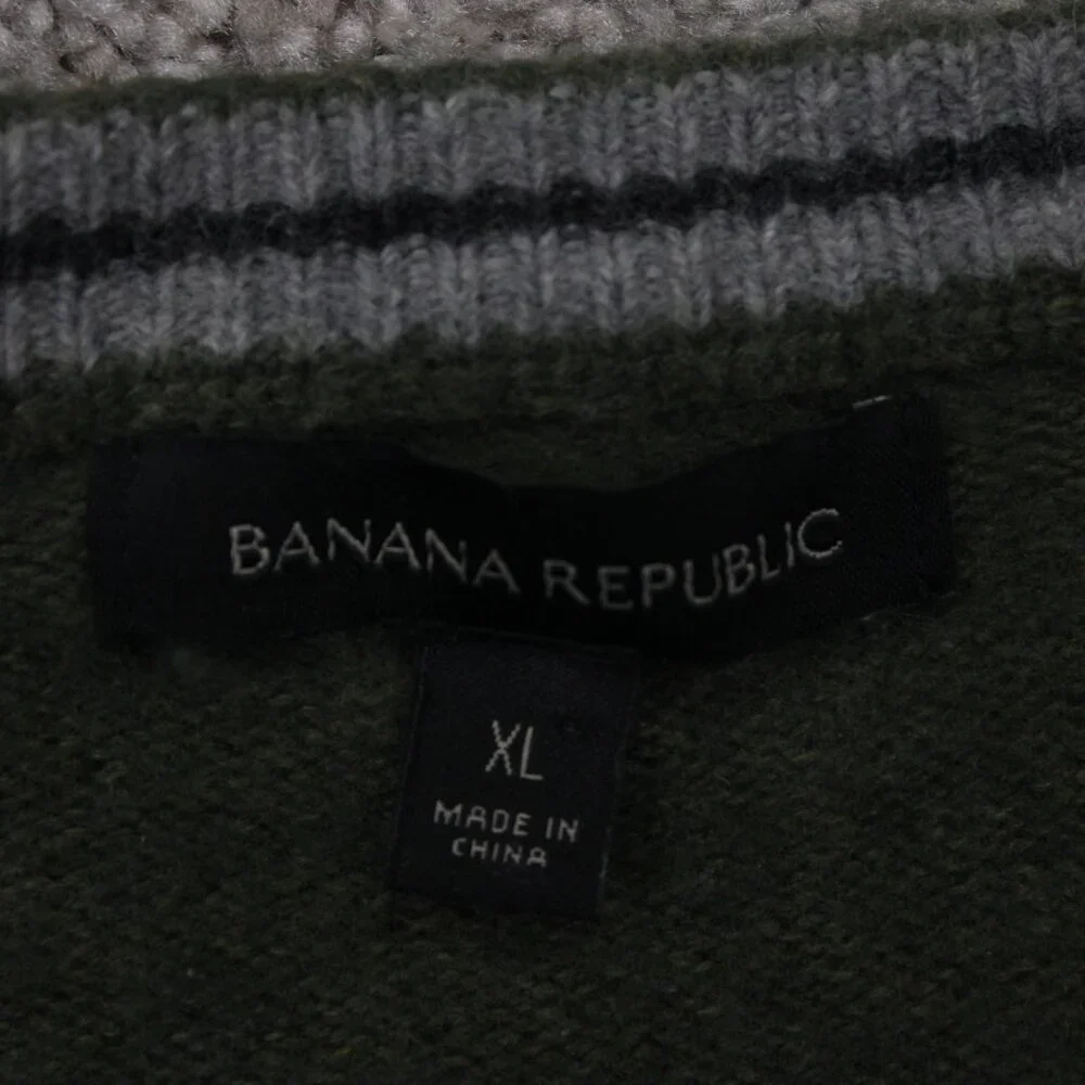 Banana‎ Republic Sweater Mens XL Green Merino Extra Fine Wool Blend L/S Pullover